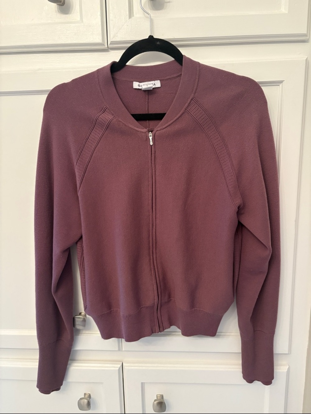 ATHLETA Advantage Sweater Size L Dusty Mauve Zip-Up Bomber Sweater
